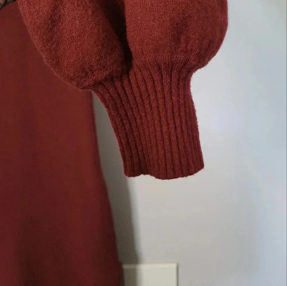 LULU'S ribbed knit puff balloon sleeves mock neck stretchy bodycon Midi Dress XL - Picture 8 of 12